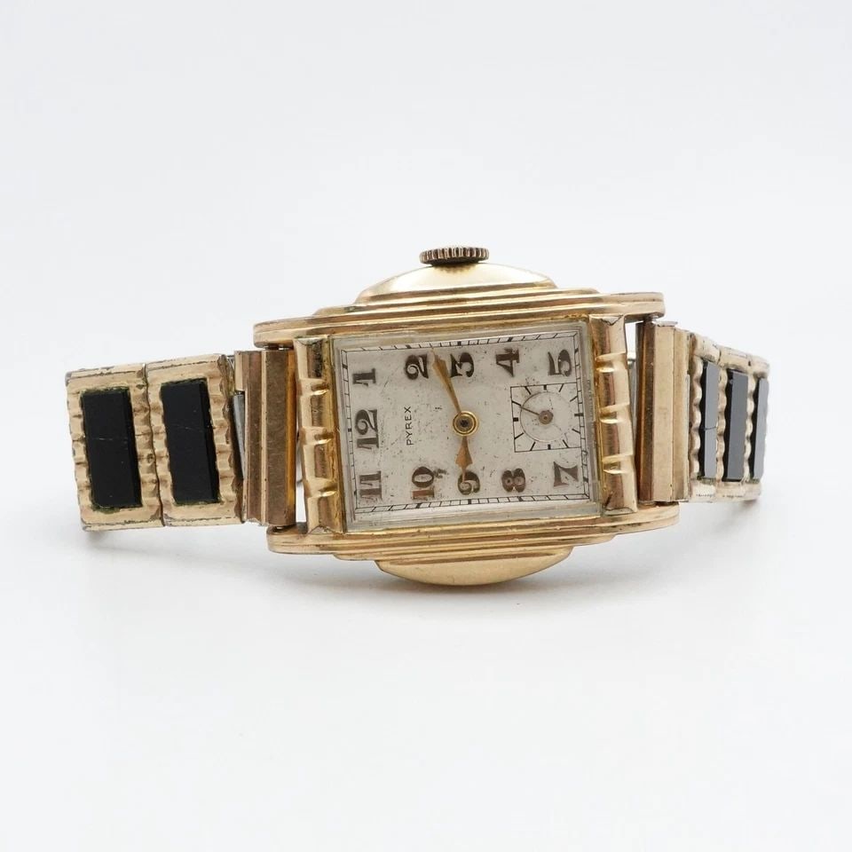PYREX 10K ROLLED YELLOW GOLD PLATED MANUAL WATCH - 27MM X 36MM PARTS REPAIR (1 of 1)