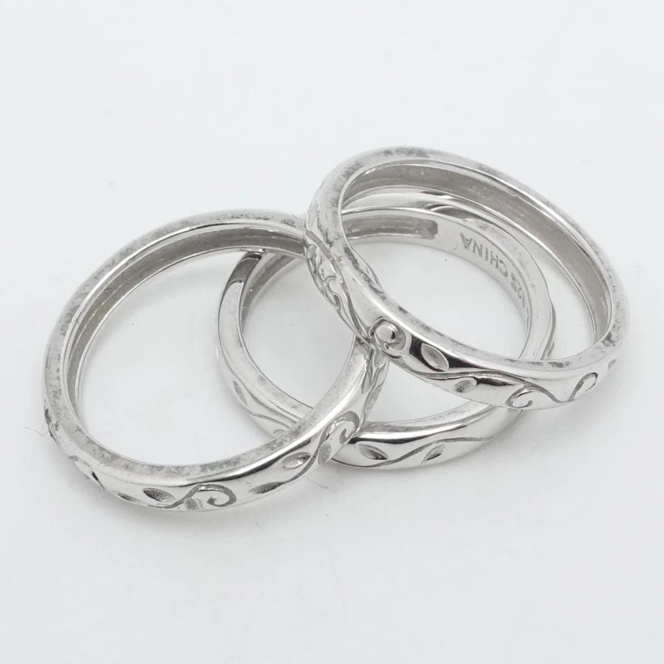 STERLING SILVER LEAF 3 STACKABLE 3MM STACKABLE BAND RINGS SIZE 6.25 - 2