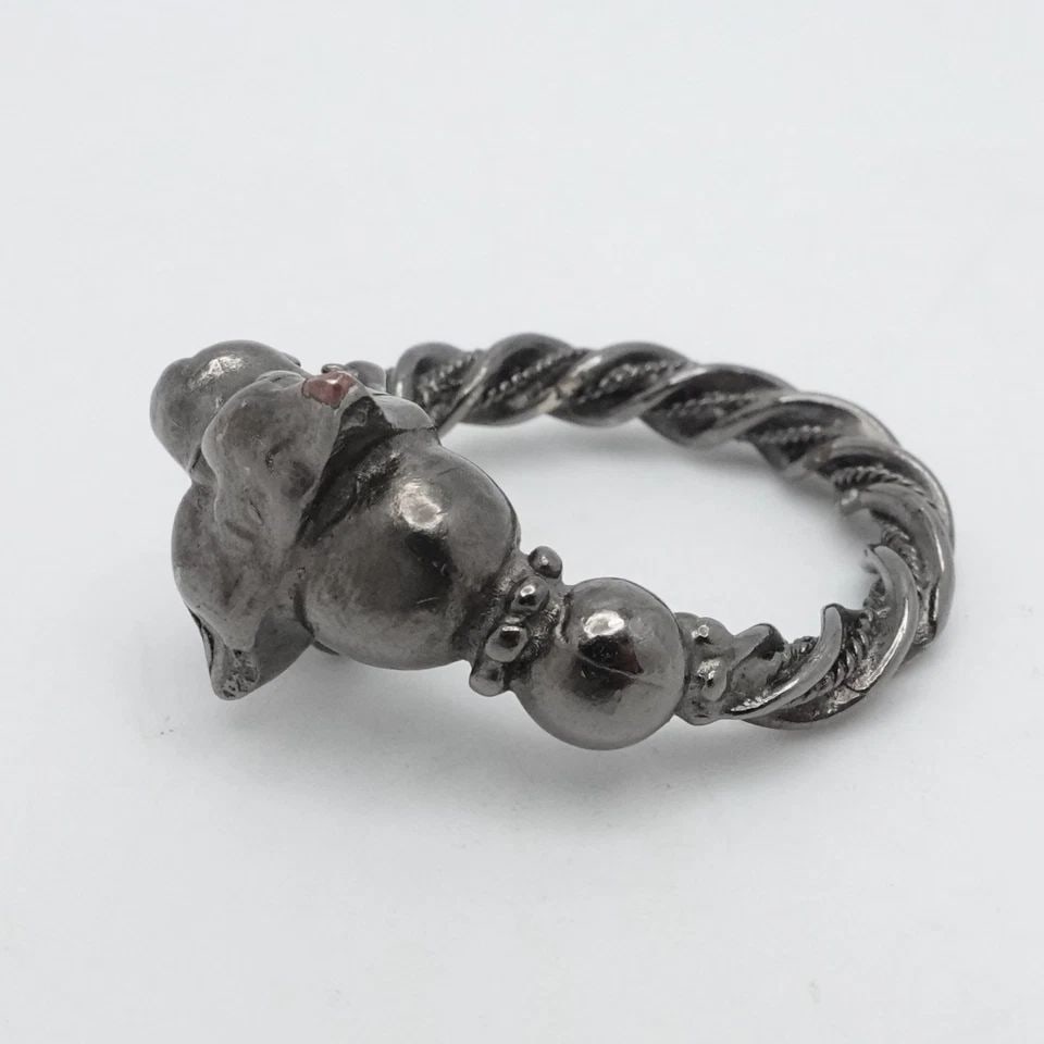 STERLING SILVER PANTHER SPIRIT ANIMAL MOTIF TWIST ROPE BLACK WRAP RING SIZE 8.25 (1 of 1)