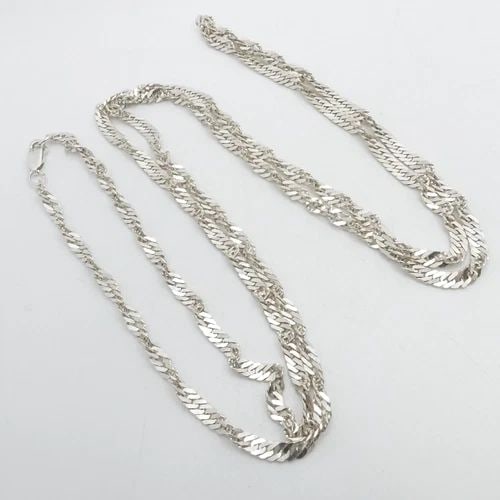 STERLING SILVER 4MM FLAT CHAIN TWIST NECKLACE 38" LONG (1 of 2)