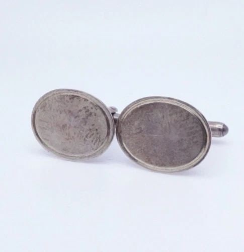 JH BIRMINGHAM 1990 STERLING SILVER OVAL SMALL CUFFLINKS (1 of 1)