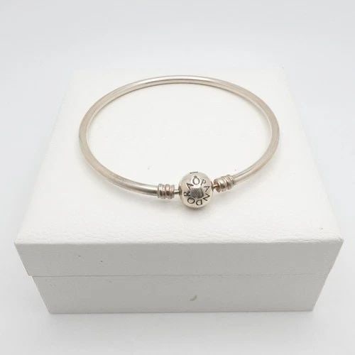 PANDORA MOMENTS STERLING SILVER BANGLE BRACELET 7.5" WITH BOX (1 of 1)