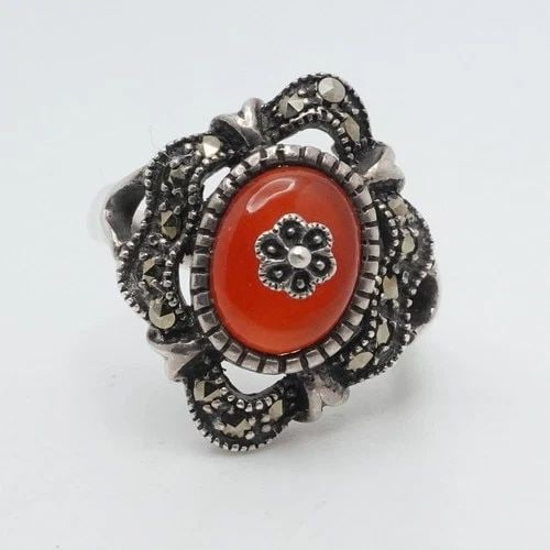 ML SIGNED STERLING SILVER FLOWER RING SIZE 9 (1 of 2)