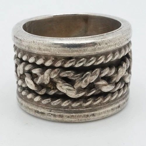 TAXCO STERLING SILVER MEXICO BRAIDED TWIST ROPE WIDE BAND RING SIZE 6 (1 of 2)
