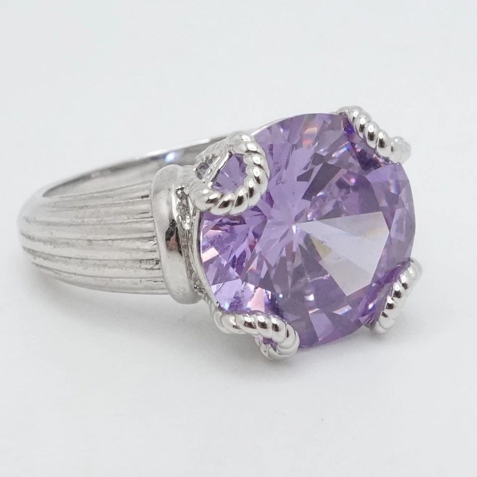 STERLING SILVER ROUND AMETHYST RING SIZE 9.5 (1 of 1)