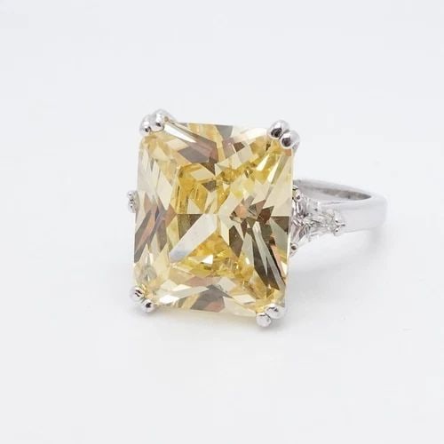 FAS STERLING SILVER YELLOW CZ CUBIC ZIRCONIA COCKTAIL RING SIZE 7.25 (1 of 1)