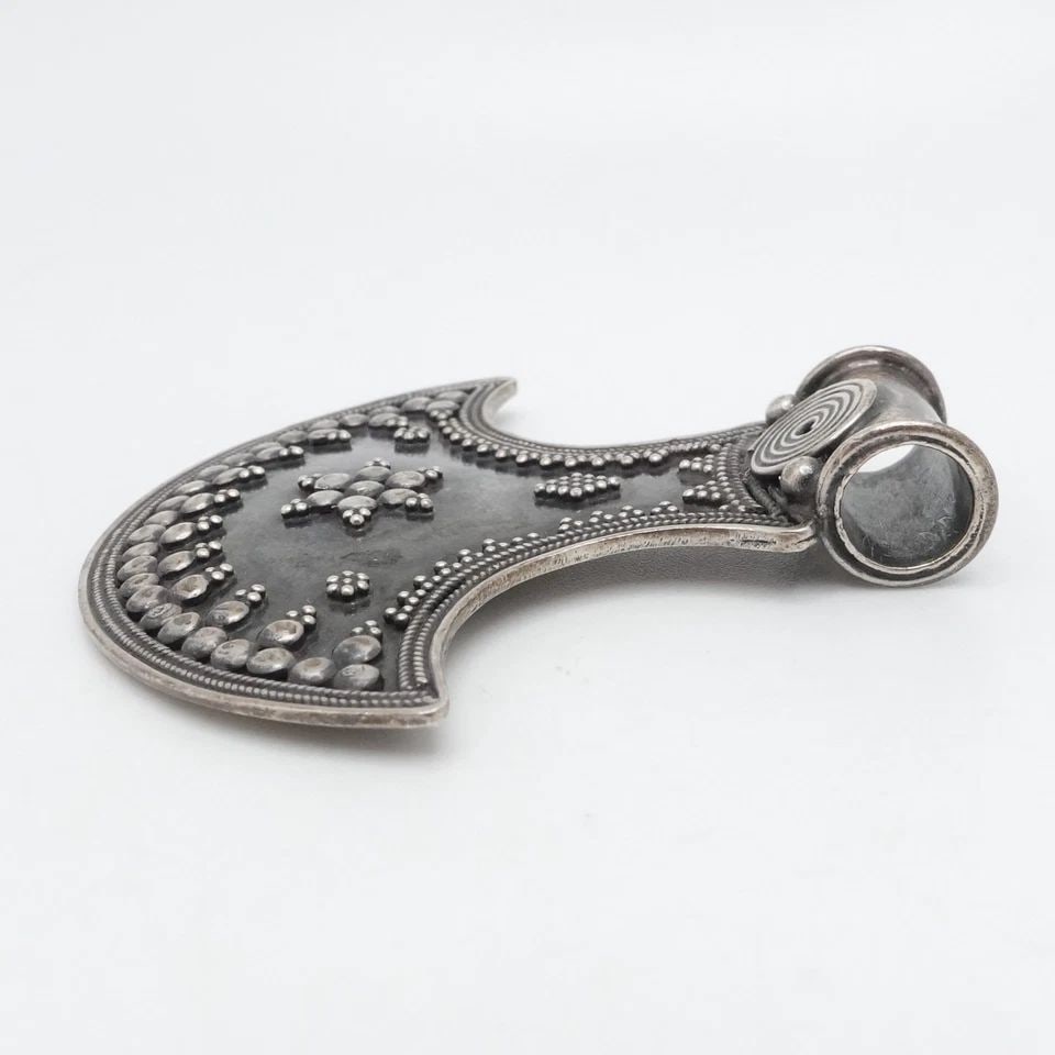 STERLING SILVER SHIELD BEADED PENDANT 2" (1 of 1)