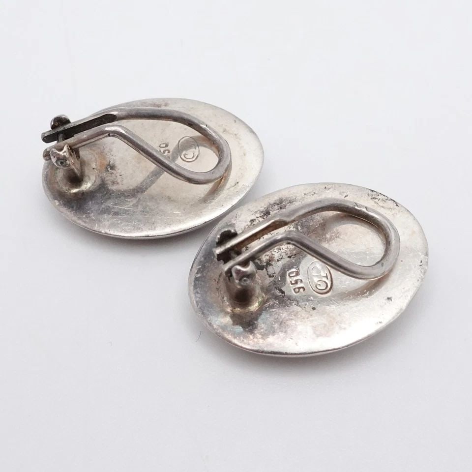 OP SILVER 950 OVAL CLIP ON EARRINGS 1" (1 of 1)
