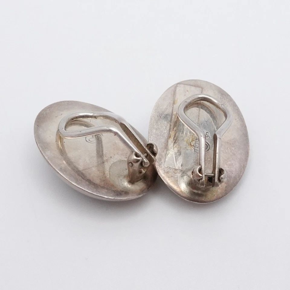 OP SILVER 950 CARNELIAN GEMSTONE OVAL CLIP ON EARRINGS 1" (1 of 1)