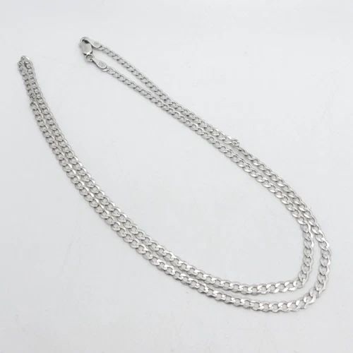 ITALY STERLING SILVER 2MM FLAT CURB CHAIN NECKLACE 18" LONG (1 of 2)