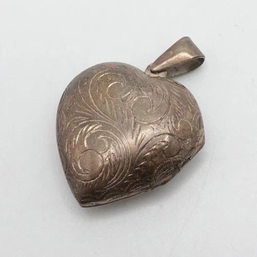 STERLING SILVER FILIGREE HEART LOCKET PENDANT 1.75" (1 of 1)