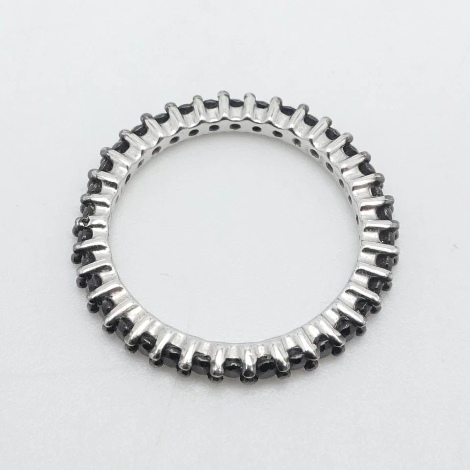 KHR STERLING SILVER BLACK SPINEL 2MM STACKABLE RING SIZE 6.25 (1 of 1)