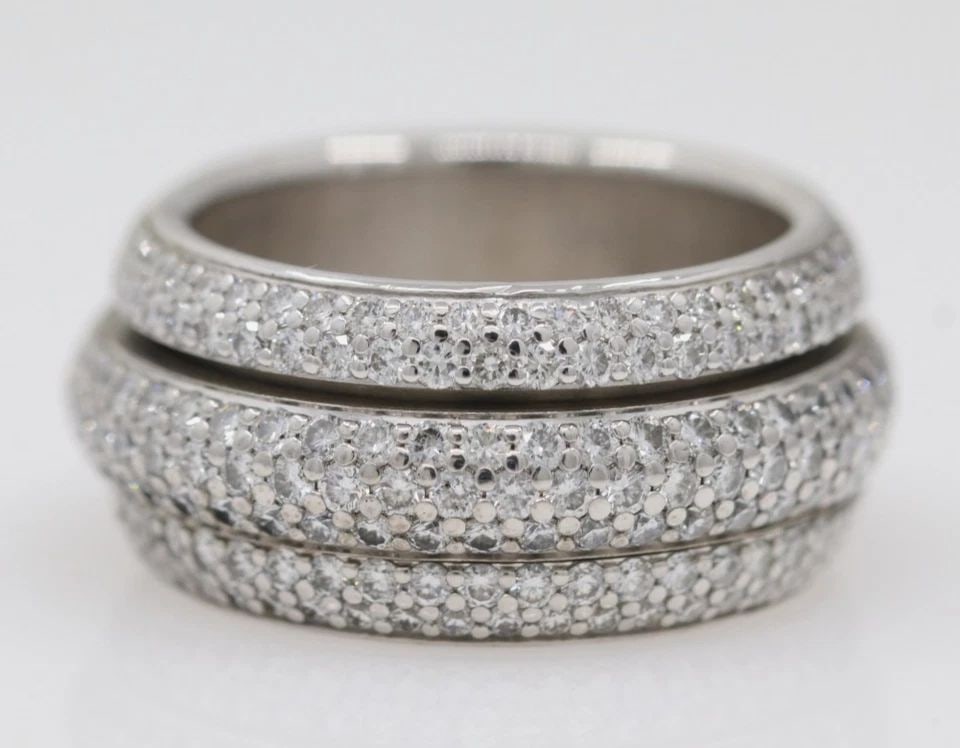 PIAGET POSSESSION 18K WHITE GOLD DIAMOND PAVE ROLLING SPINNER RING SIZE 7 / 54 (1 of 1)