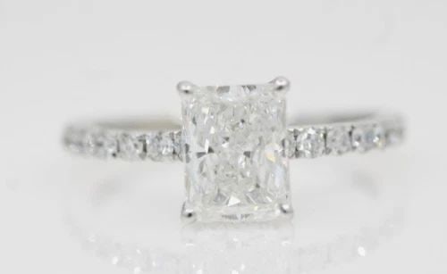 14K WHITE GOLD 2.15 TCW NATURAL DIAMOND RADIANT ENGAGEMENT RING SIZE 6 (1 of 2)