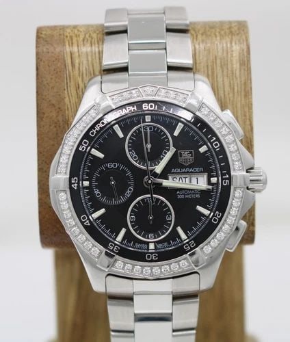 TAG HEUER AQUARACER 44MM BLACK DAY/DATE DIAL DIAMOND BEZEL AUTO WATCH CAF2014 (1 of 2)