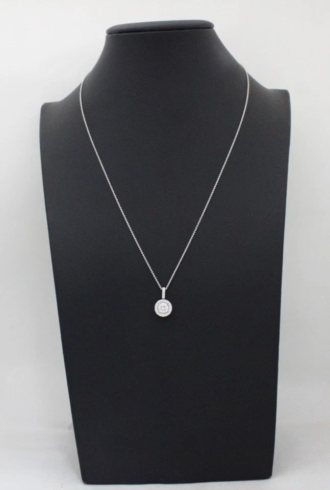 18K WHITE GOLD IGI VS 1.10 TCW ROUND DIAMOND HALO PENDANT W/ 18" NECKLACE (1 of 1)