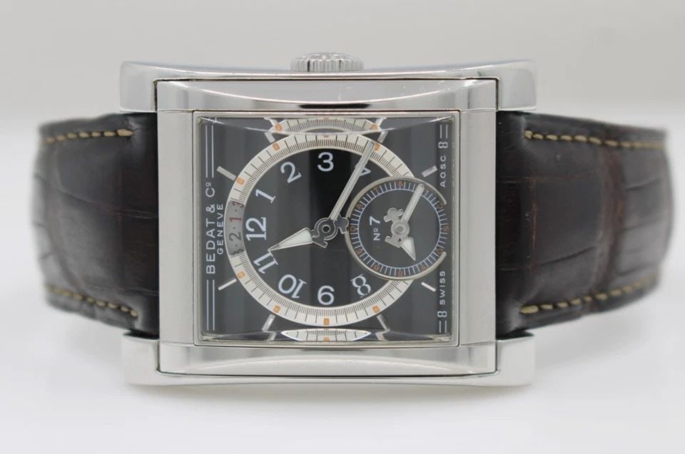 BEDAT & CO GENEVE NO.7 DUAL TIME ZONE 32MMX34MM BLACK DIAL AUTOMATIC WATCH 787 (1 of 1)