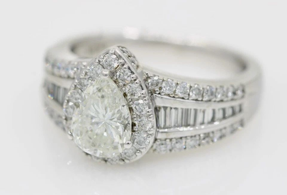 JANE SEYMORE JWBR 14K WHITE GOLD 2.75 TCW NATURAL DIAMOND PEAR ENGAGEMENT RING (1 of 1)