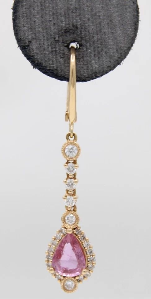 MICHAEL CHRISTOFF 18K ROSE GOLD PINK SAPPHIRE & DIAMOND DANGLE EARRINGS: MICHAEL CHRISTOFF 18K ROSE GOLD PINK SAPPHIRE & DIAMOND DANGLE EARRINGS Description Michael Christoff 18K Rose Gold Pink Sapphire & Diamond Dangle Earrings Earrings are in good condition. May show sig