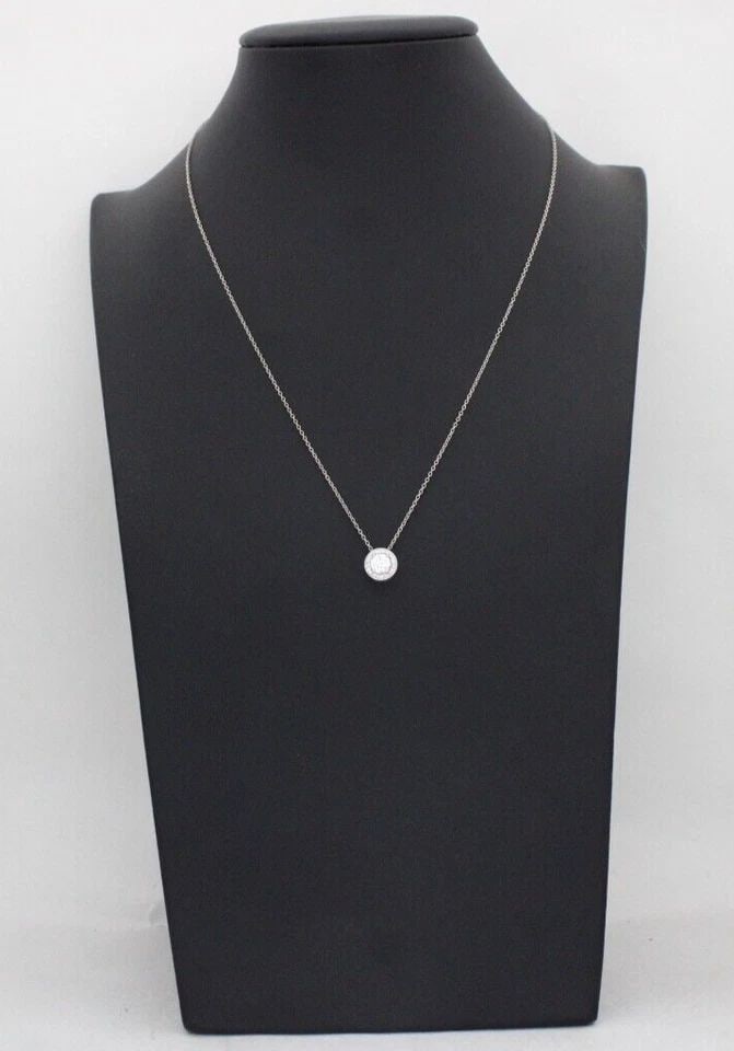 14K WHITE GOLD 0.75 TCW NATURAL HALO DIAMOND PENDANT W/ 18'' NECKLACE - 2.4 GR (1 of 1)