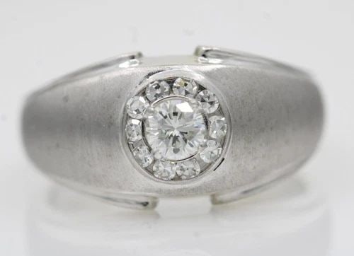 14K WHITE GOLD 0.45 TCW NATURAL DIAMOND MEN'S RING SIZE 9.5 - 7.7 GRAMS (1 of 2)