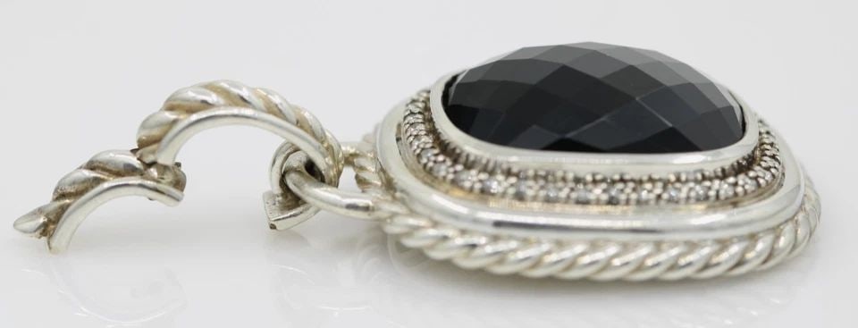 DAVID YURMAN STERLING SILVER BLACK ONYX & DIAMOND ALBION ENHANCER PENDANT XL (1 of 1)