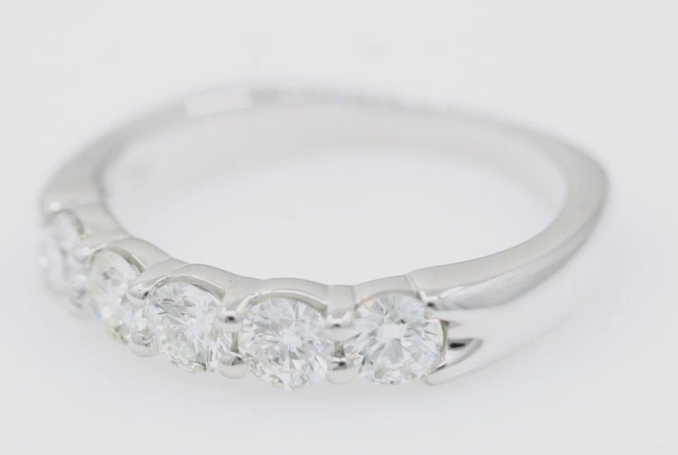 18K WHITE GOLD 1.1 TCW NATURAL DIAMOND 5 STONE ENGAGEMENT RING SIZE 7 - 4.7 G (1 of 1)