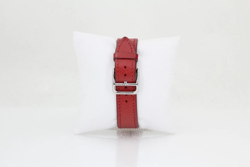 HERMES H WATCH HH1.210 STAINLESS STEEL 21MM SILVER DIAL RED STRAP W/ BOX & COA: HERMES H WATCH HH1.210 STAINLESS STEEL 21MM SILVER DIAL RED STRAP W/ BOX & COA HERMES H WATCH HH1.210 STAINLESS STEEL 21MM SILVER DIAL RED STRAP W/ BOX & COA Description Hermes H Watch HH1.210 Stainle