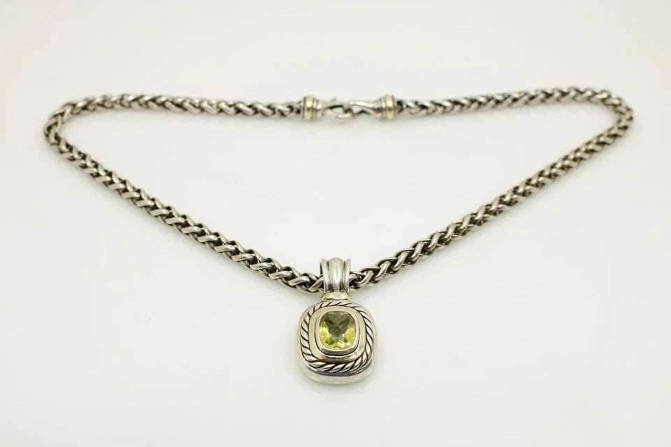 DAVID YURMAN STERLING & 14K GOLD ALBION PENDANT & 20" WHEAT CHAIN NECKLACE (1 of 1)