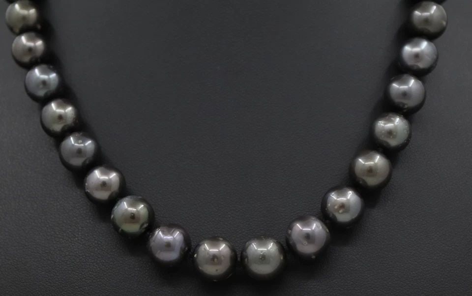 14K WHITE GOLD 8MM TO 11MM TAHITIAN SOUTH SEA PEARL NECKLACE 18" (1 of 1)