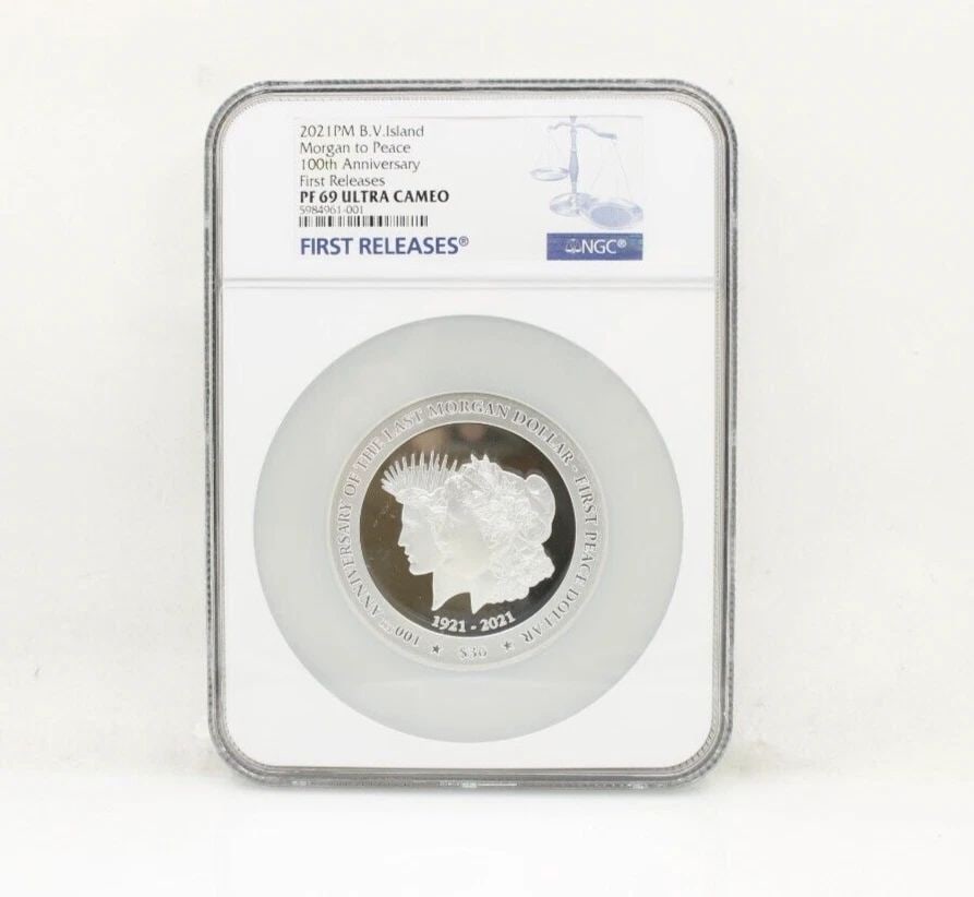 2021PM 5OZ B.V. ISLANDS MORGAN TO PEACE $30 100TH ANNIVERSARY 1ST RELEASE PF 69: 2021PM 5OZ B.V. ISLANDS MORGAN TO PEACE $30 100TH ANNIVERSARY 1ST RELEASE PF 69 2021PM 5OZ B.V. ISLANDS MORGAN TO PEACE $30 100TH ANNIVERSARY 1ST RELEASE PF 69 Description 2021 PM 5oz B.V. Islands Mor