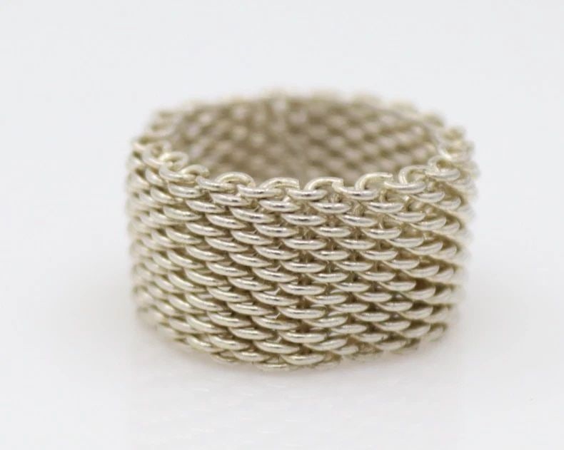 TIFFANY & CO. STERLING SILVER SOMERSET MESH 11MM BAND RING SIZE 7 - 6.1 GRAMS (1 of 1)