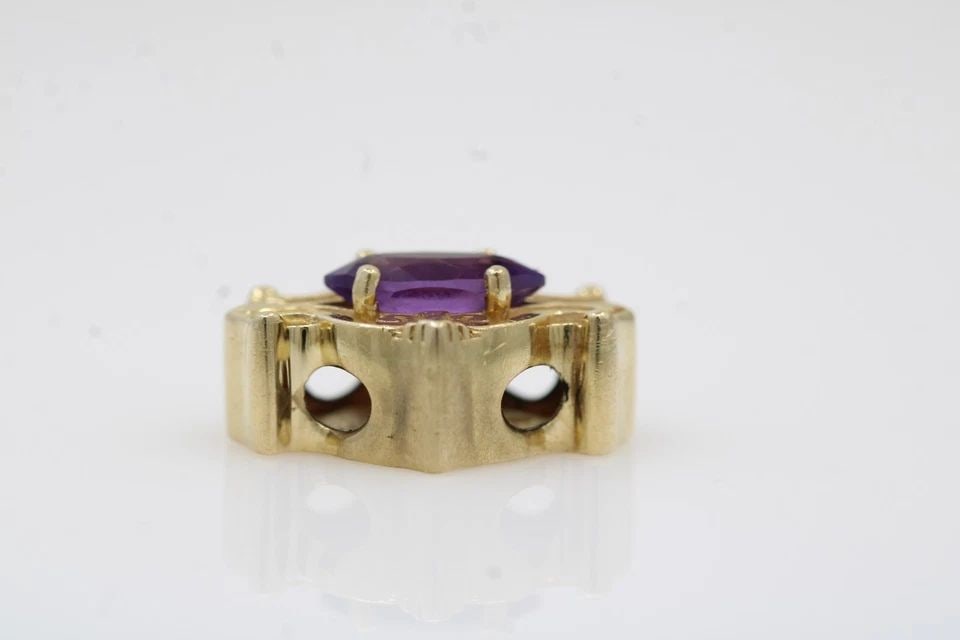 14K YELLOW GOLD AMETHYST BRACELET SLIDE CHARM 2.4 GRAMS (1 of 1)