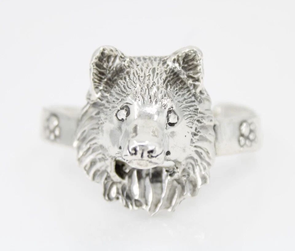 DESIGNER SOUTHWESTERN STERLING SILVER WOLF CUFF BRACELET 6" ~ 69.2 GR (1 of 1)