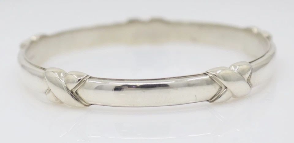 TIFFANY & CO. STERLING SILVER 7MM WIDE 5 STATION "X" BANGLE BRACELET (1 of 1)