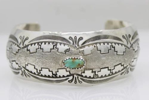 J. LEE NAVAJO STERLING SILVER ROYSTON TURQUOISE CUFF BRACELET 7" - 32.2 GRAMS (1 of 2)