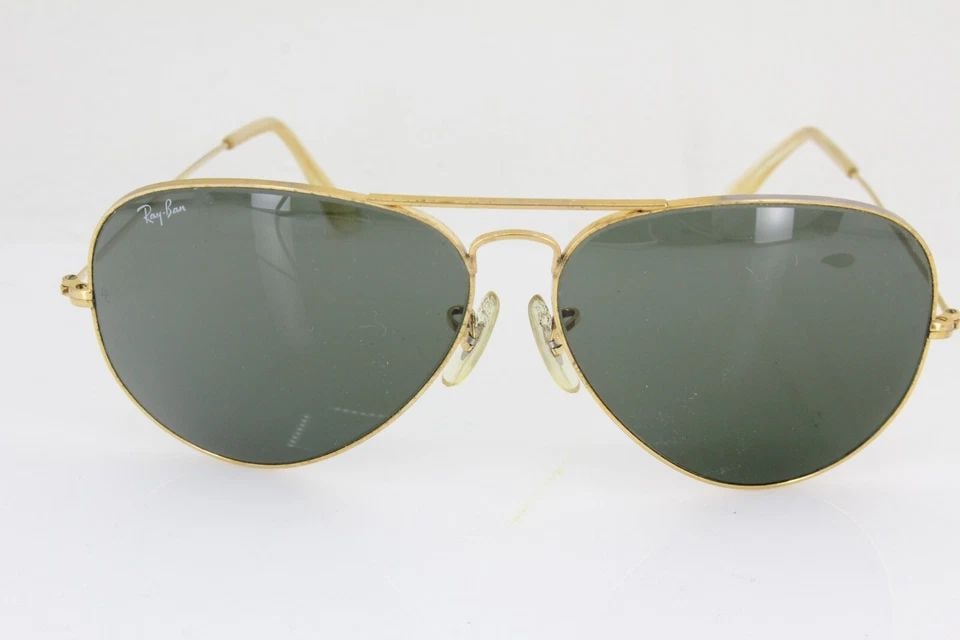 VINTAGE BAUSCH & LOMB B&L RAY-BAN 62-14 SUNGLASSES GOLD WIRE FRAMES GREEN LENSES (1 of 1)