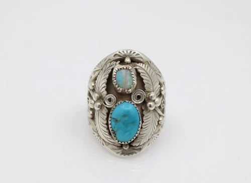 NATIVE AMERICAN NAVAJO NM STERLING SILVER TURQUOISE RING SIZE 12 (1 of 2)