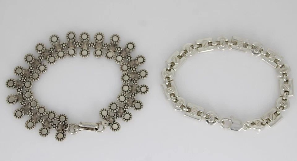 SET OF 2 STERLING SILVER 925 UNIQUE CHAIN 7.5" BRACELETS 45.2 GRAMS (1 of 1)