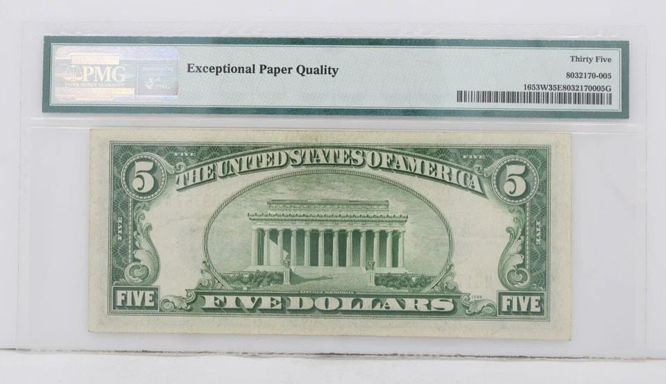 $5 1934C SILVER CERTIFICATE 35 EPQ CHOICE VERY FINE S/N M61789367A PP K BP 1568 (1 of 1)
