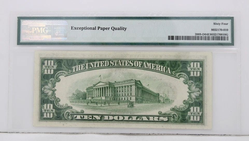 $10 1934D FRNC 64 EPQ CHOICE UNCIRCULATED S/N D63984836B PP B (1 of 1)