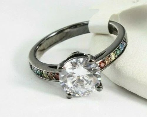 NICE BBJ BLACK RHODIUM CUBIC ZIRCONIA RING SIZE 7.25 3.7GM W/TAG FREE SHIP!: NICE BBJ BLACK RHODIUM CUBIC ZIRCONIA RING SIZE 7.25 3.7GM W/TAG FREE SHIP! Description Nice BBJ Black Rhodium Cubic Zirconia Ring Size 7.25 3.7gm w/Tag Free Ship! Very pretty ring in great condition.