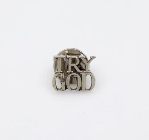 TIFFANY & CO STERLING SILVER "TRY GOD" GILDED BROOCH PIN (1 of 2)