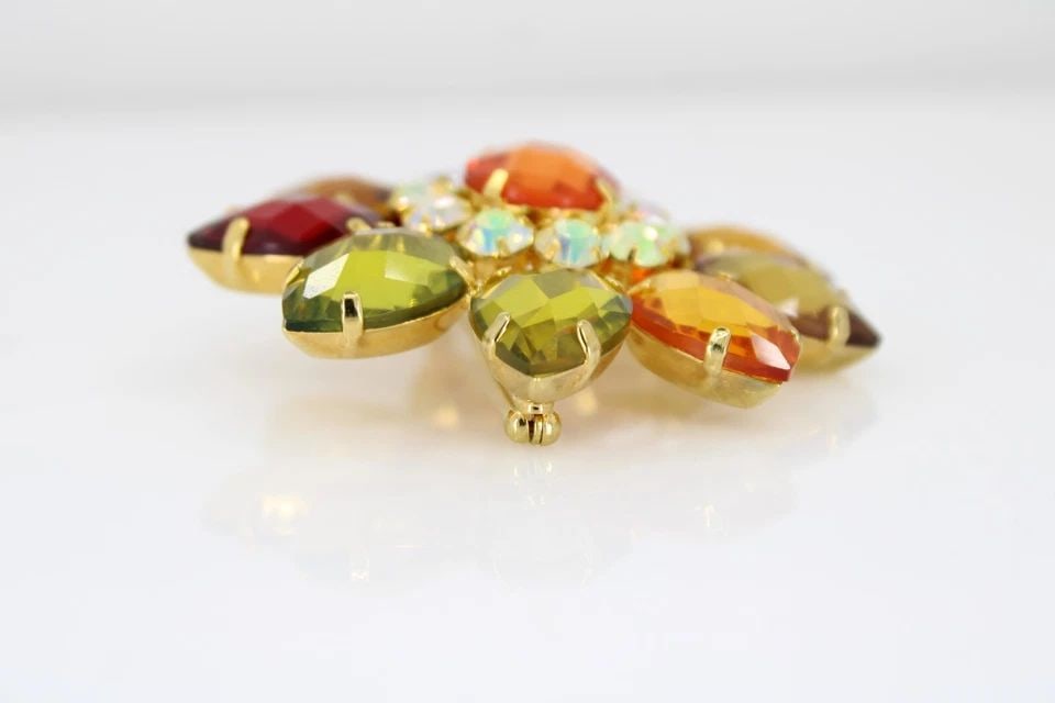 VINTAGE JOAN RIVERS AUTUMN FLOWER RHINESTONE PIN BROOCH (1 of 1)