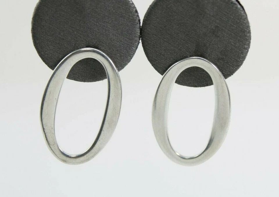 STERLING SILVER BRUSHED STYLE CIRCLE AND OVAL POST EARRINGS 5.4 GRAMS (1 of 1)