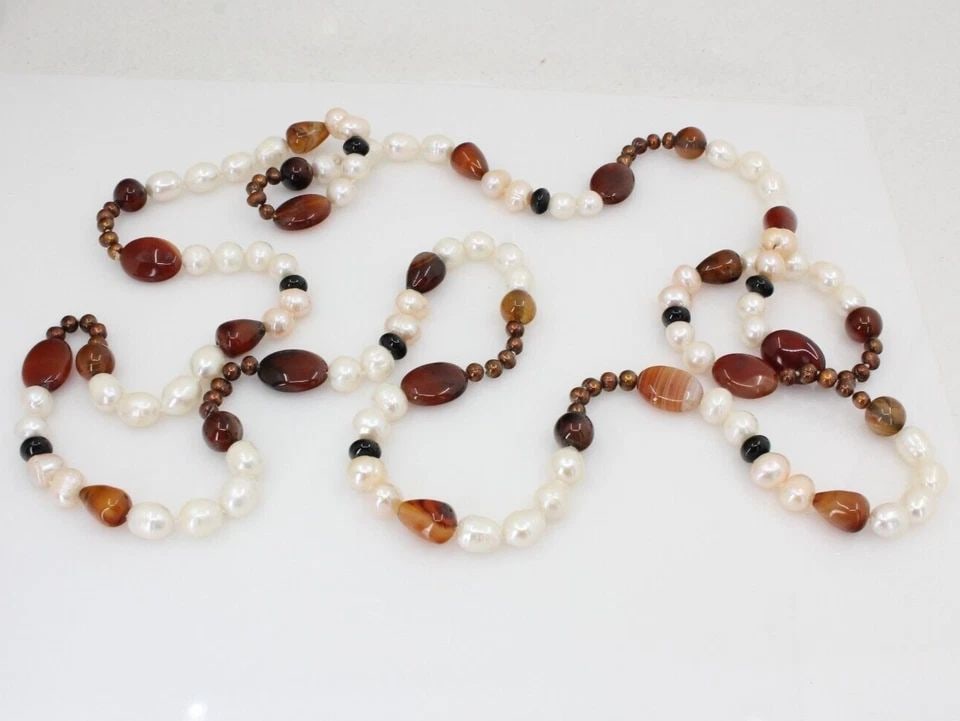 HONORA BAROQUE RED AGATE & BLACK PEARL 30" NECKLACE (1 of 1)