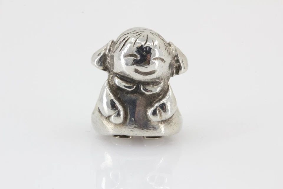 GENUINE PANDORA CHARM 1ST CHARM LAUNCH LITTLE GIRL HEAVY PIGTAILS # 790375 (1 of 1)