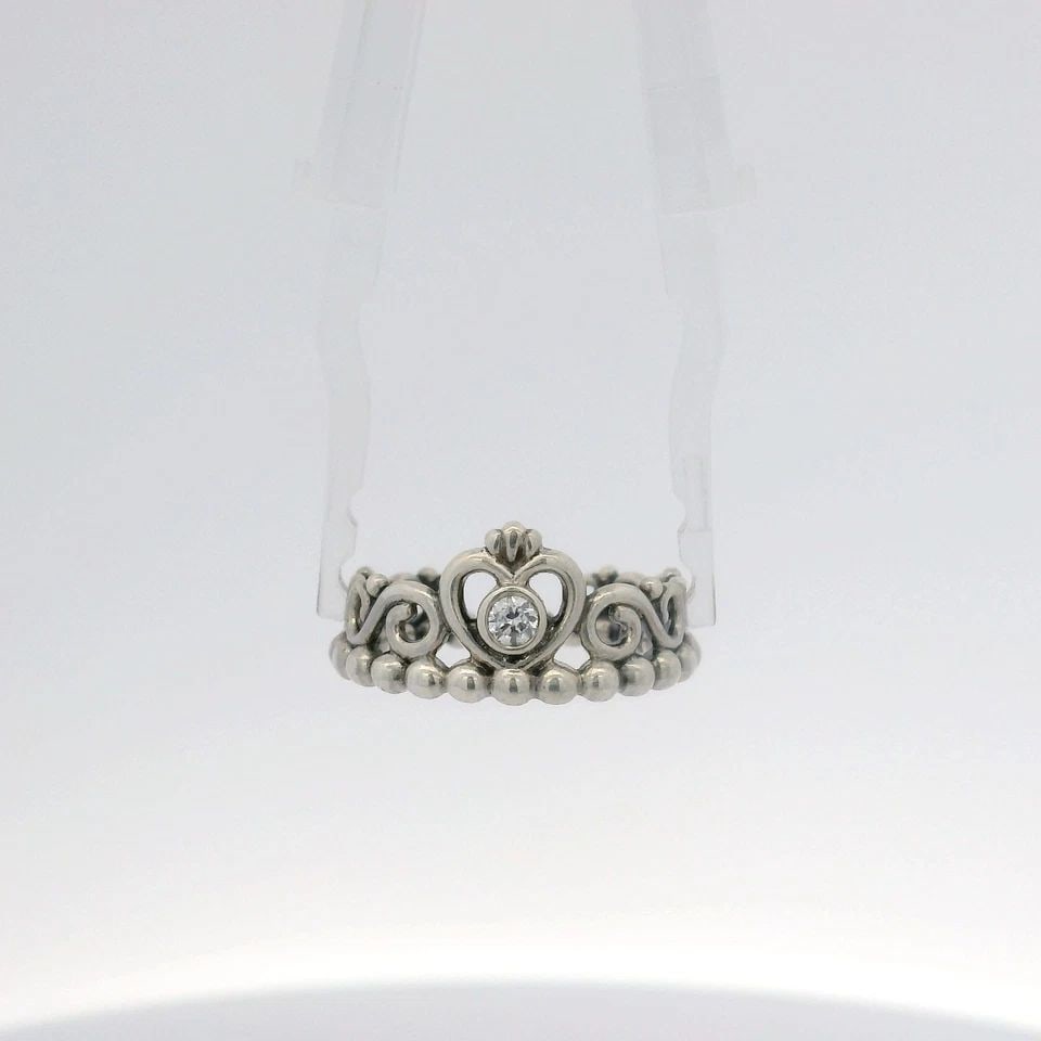PANDORA STERLING SILVER PRINCESS TIARA CROWN RING 190880CZ SIZE 4.5 / 48 (1 of 1)