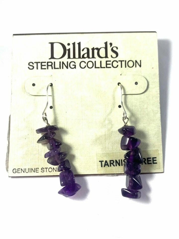 NWT DILLARDS STERLING SILVER COLLECTION RED & PURPLE DROP DANGLE STONE EARRINGS: NWT DILLARDS STERLING SILVER COLLECTION RED & PURPLE DROP DANGLE STONE EARRINGS Description New With Tags Dillards Sterling Silver Collection - Tarnish Free Item 1: Red Drop Dangle Stone Earrings (Dis