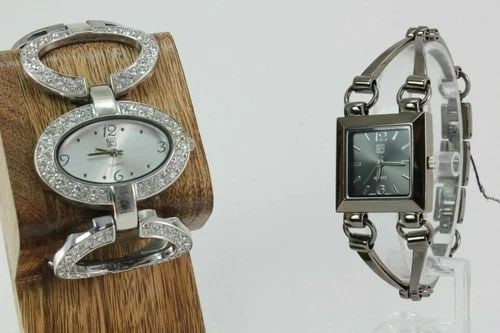 NY&CO QUARTZ SET OF 2 CRYSTAL & BLACK STAINLESS STEEL WOMENS WATCHES FS! (1 of 2)